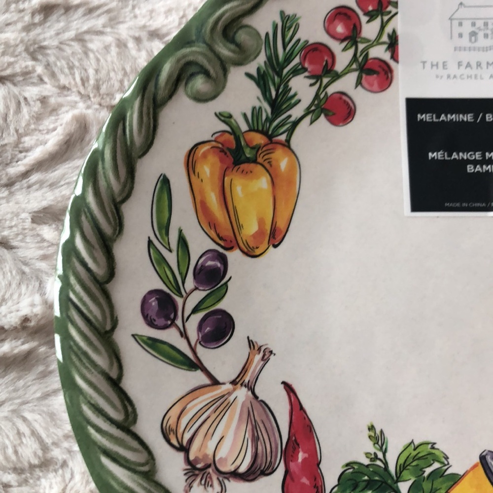 The Farmhouse Vegetable Border Melamine Salad Plates - Picture 3 of 7